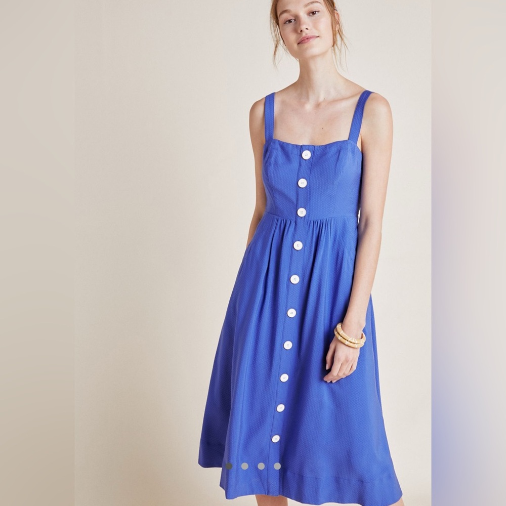 Anthropologie NWT Maeve Rosemary Midi Dress Indigo Petite 2